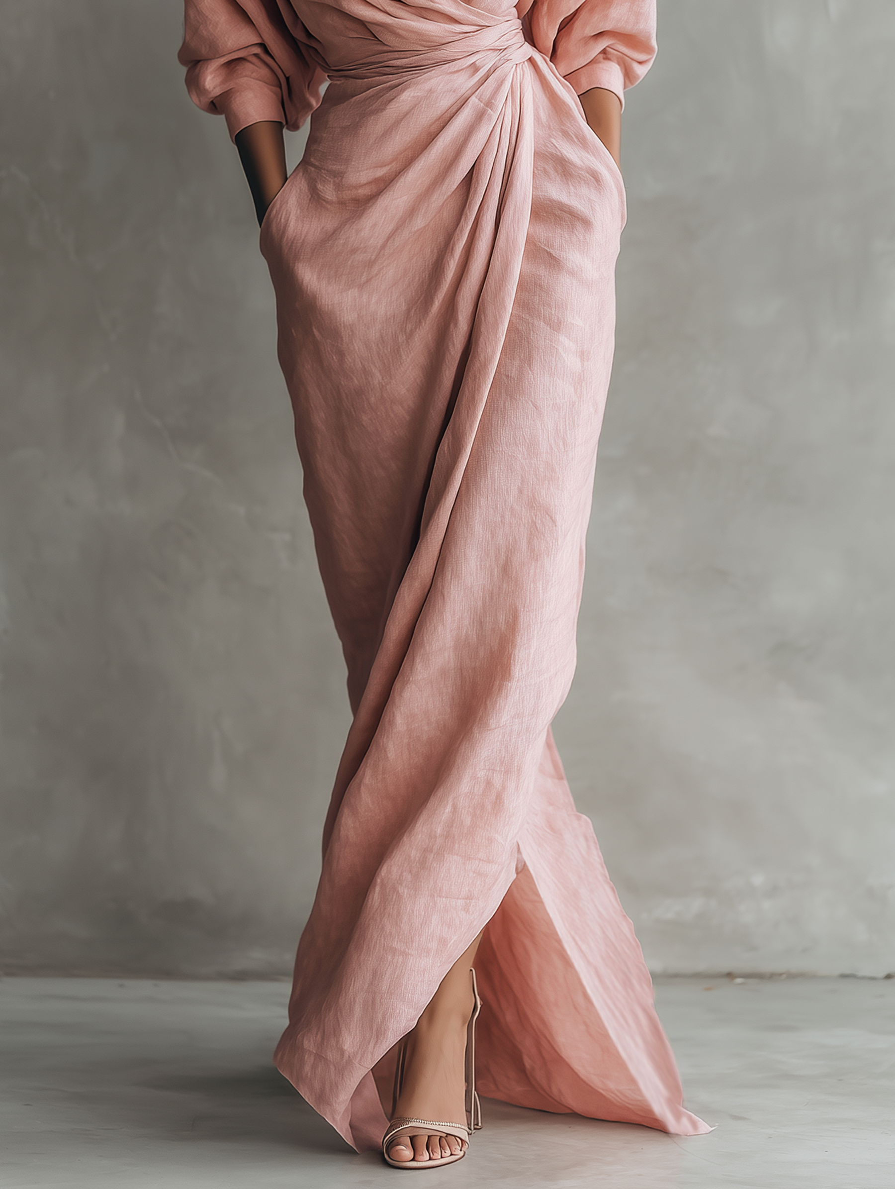 Kate | Women's Minimalist V-neck Linen Blend Maxi Dress