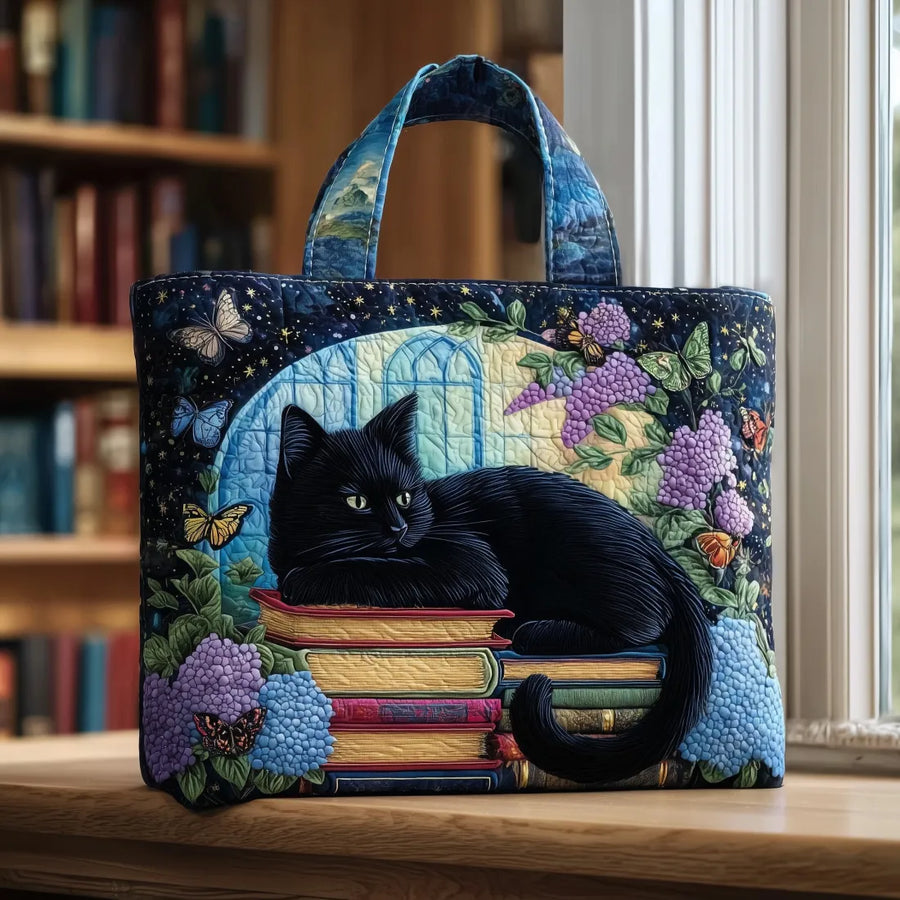 Artisanal Bag - Black Cat on Books