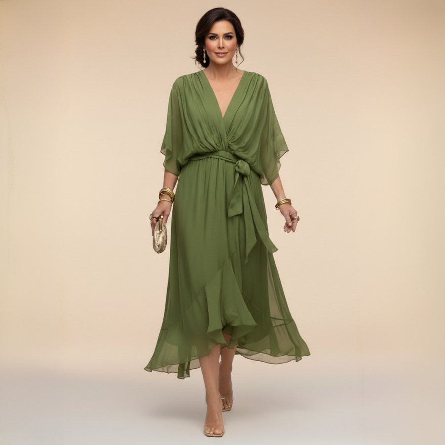 Opal | V-Neck Elegant Midi Dress