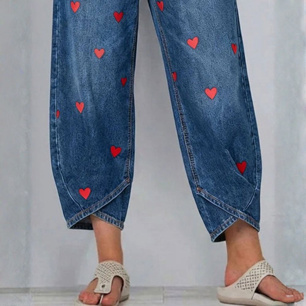 Romina™ | Heart Print Ankle Jeans