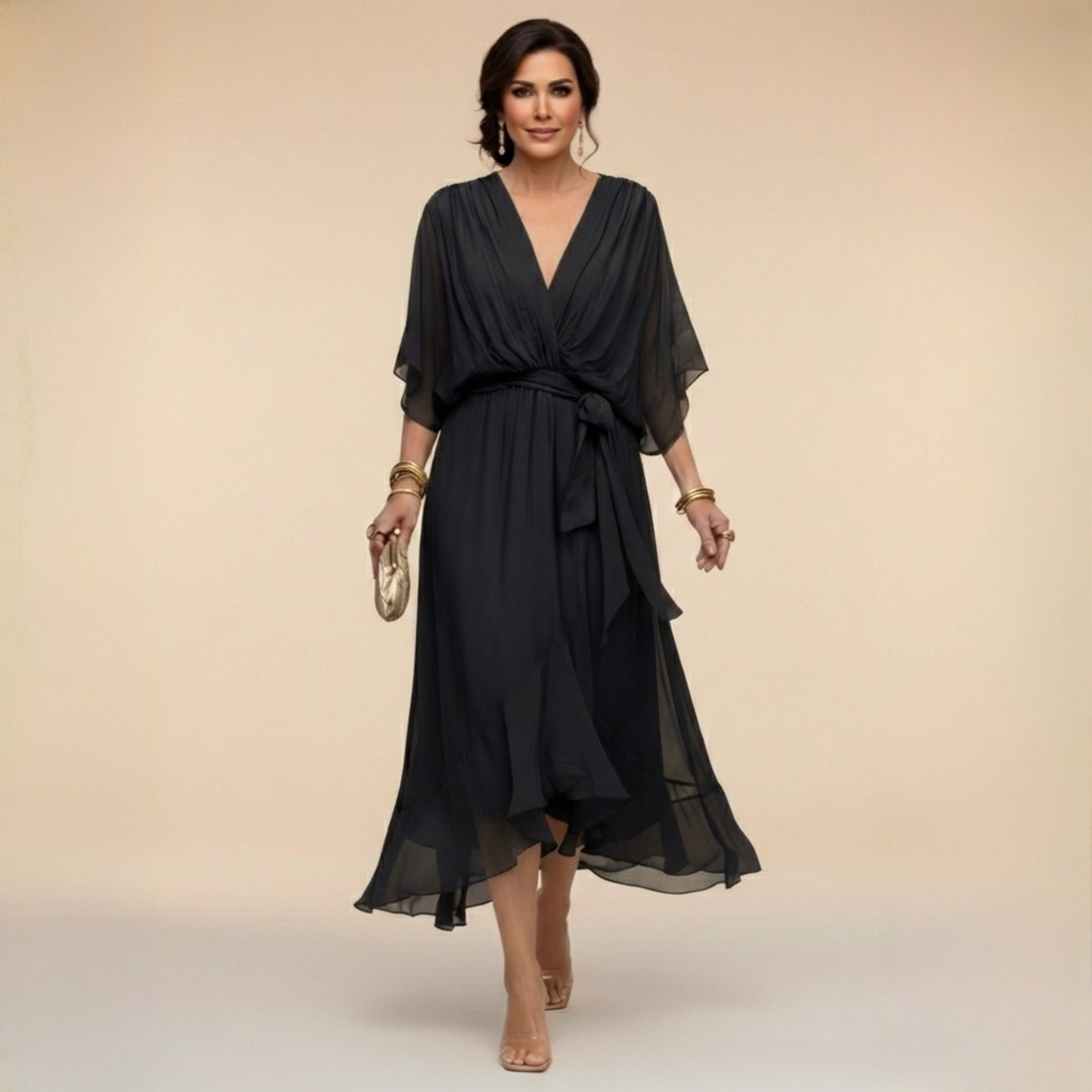 Opal | V-Neck Elegant Midi Dress