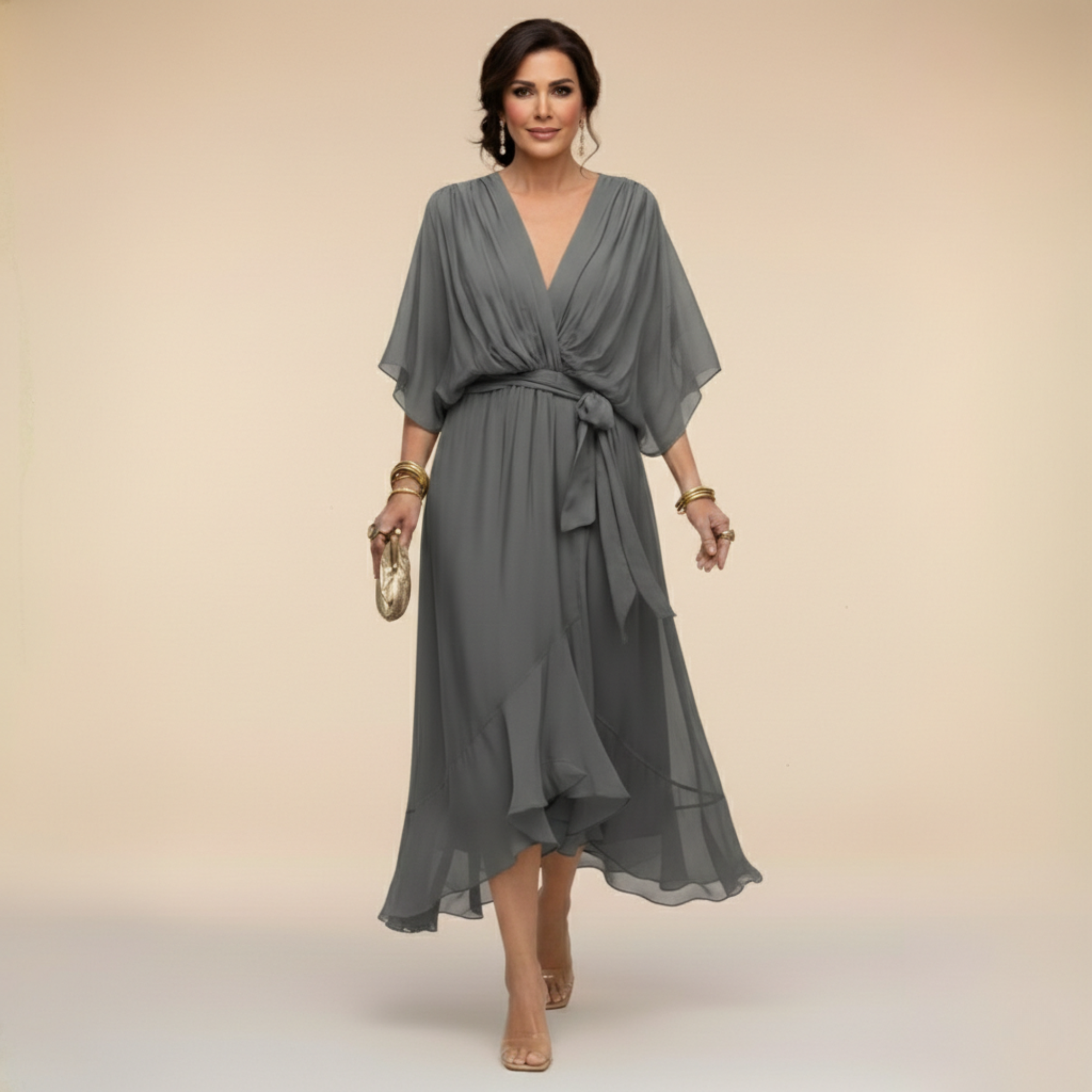 Opal | V-Neck Elegant Midi Dress