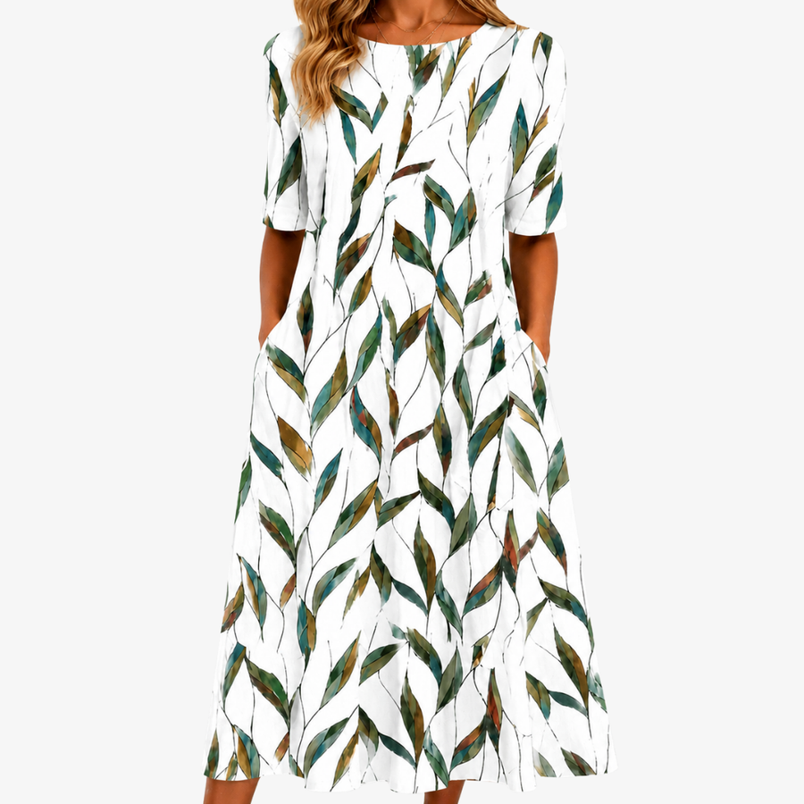 Willow Meadow Botanical Pocket Midi Dress