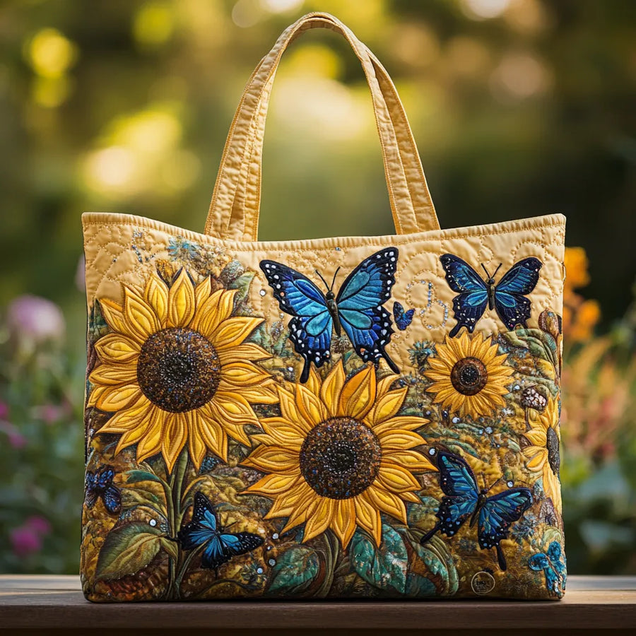 Artisanal Bag - Sunflowers and Blue Butterflies