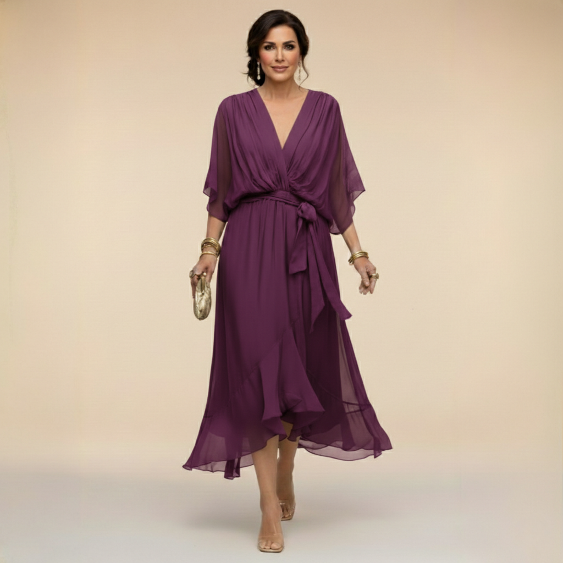 Opal | V-Neck Elegant Midi Dress