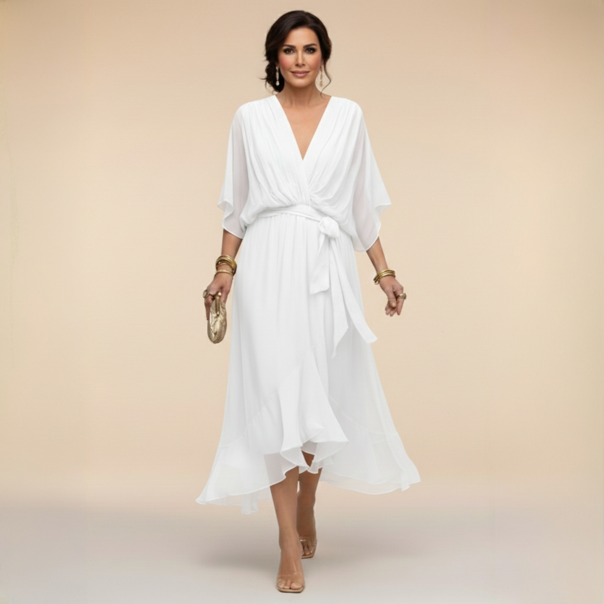 Opal | V-Neck Elegant Midi Dress