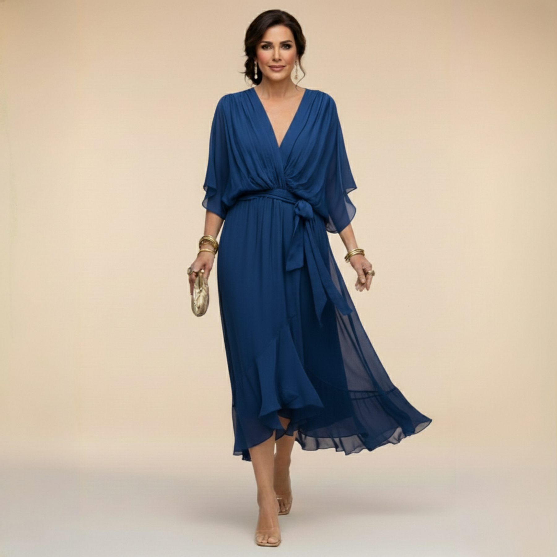 Opal | V-Neck Elegant Midi Dress