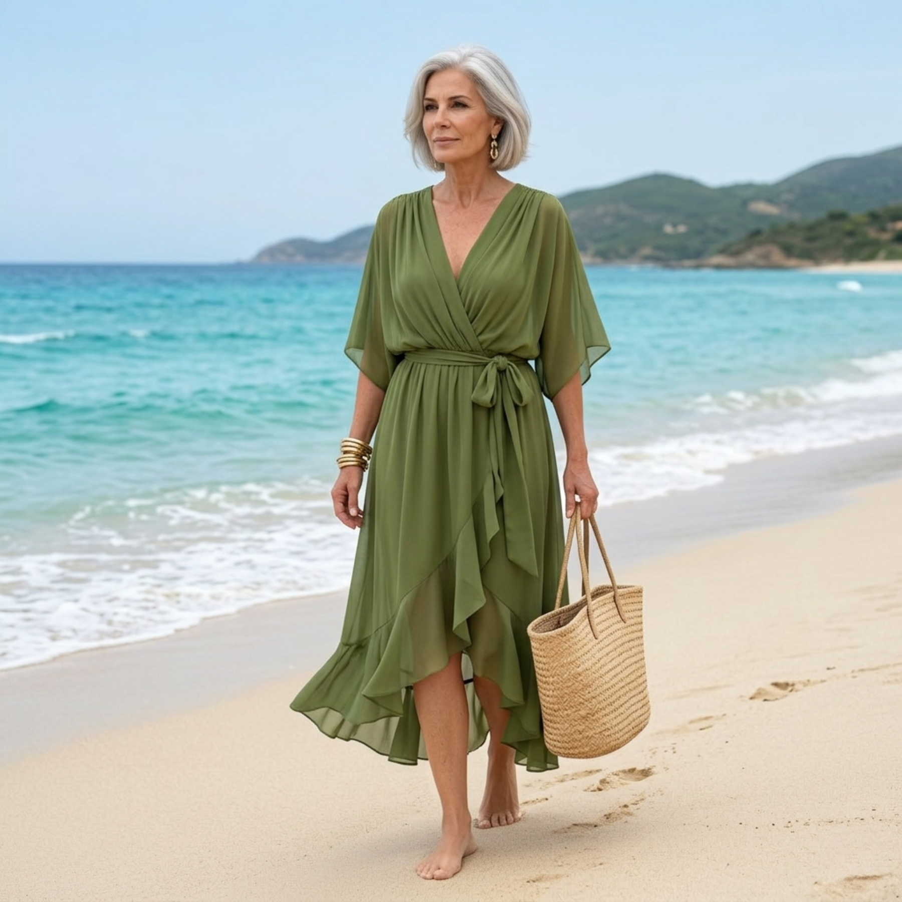 Opal | V-Neck Elegant Midi Dress
