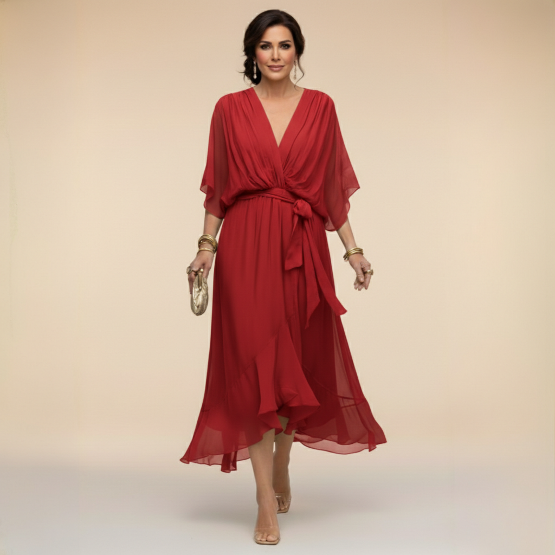 Opal | V-Neck Elegant Midi Dress