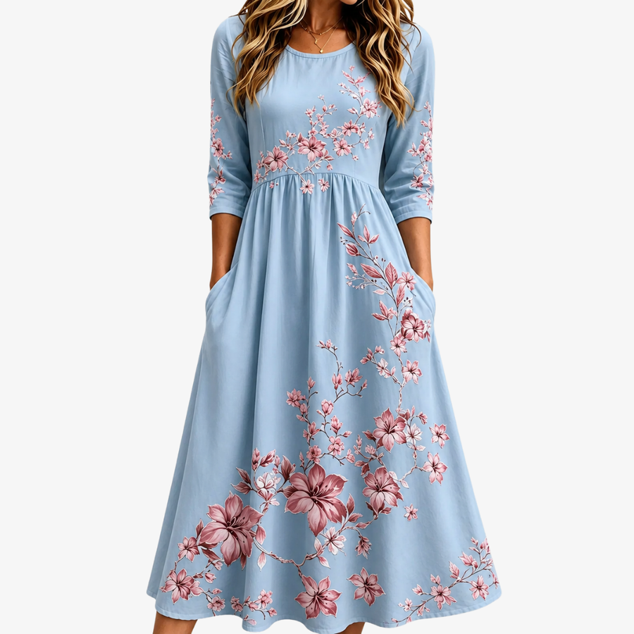 Sky Blossom Weekend Midi Dress