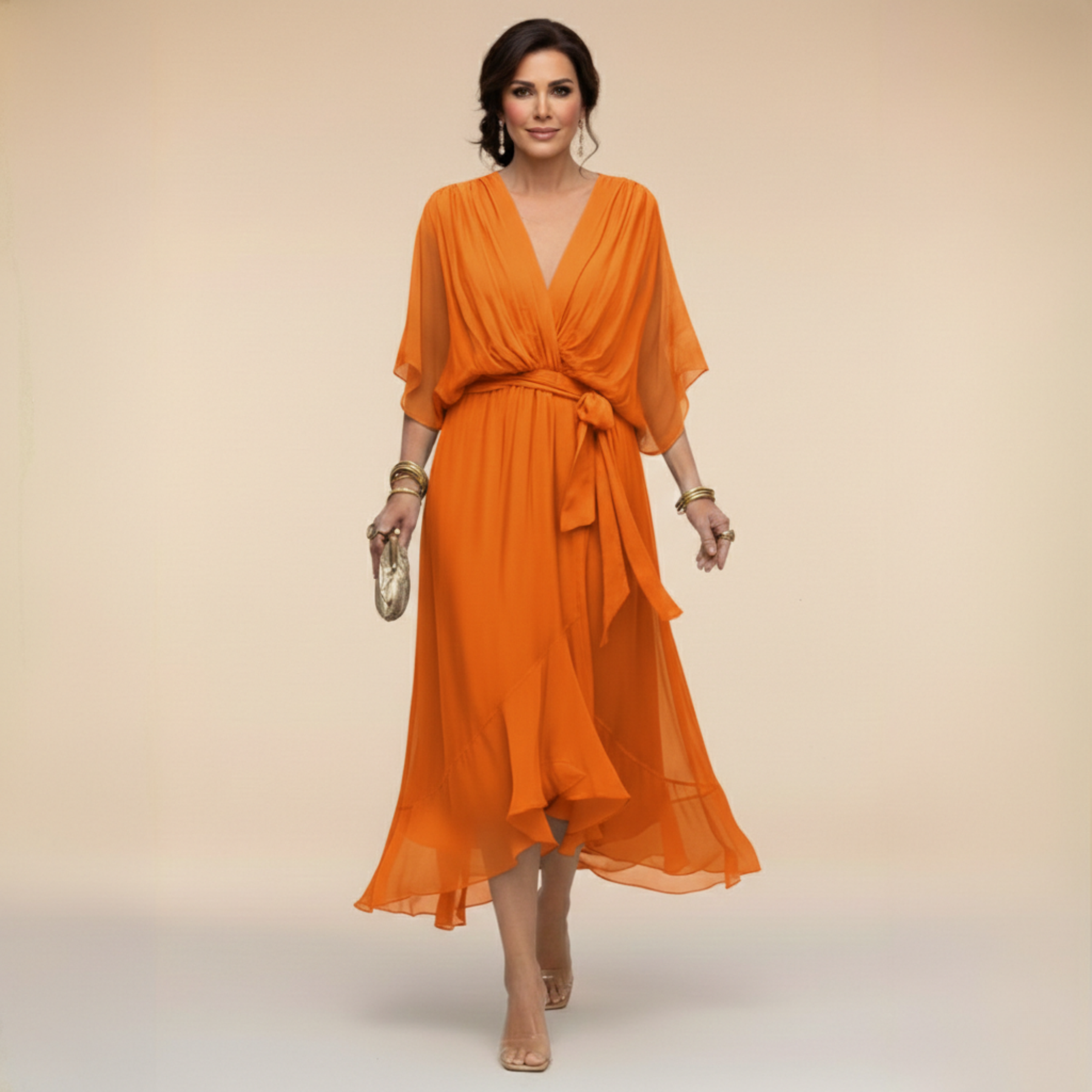 Opal | V-Neck Elegant Midi Dress