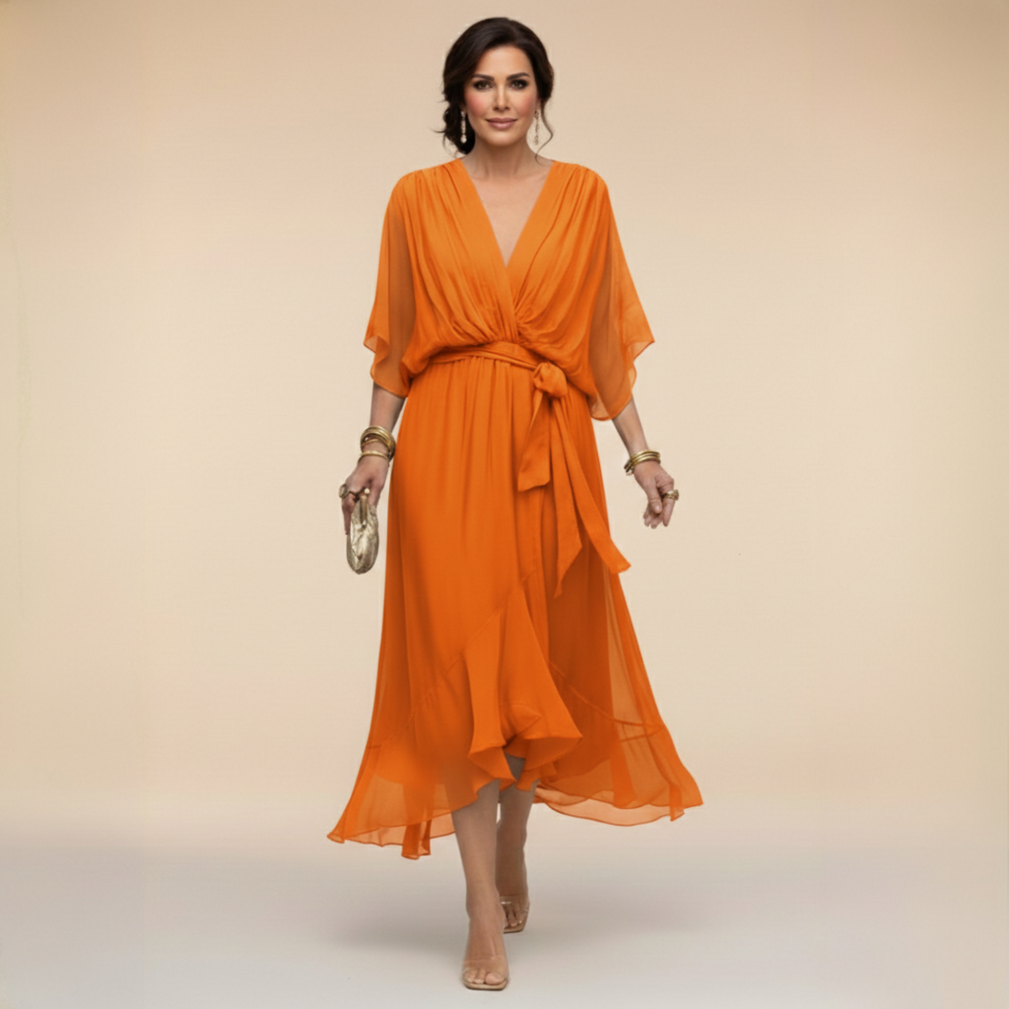 Opal | V-Neck Elegant Midi Dress