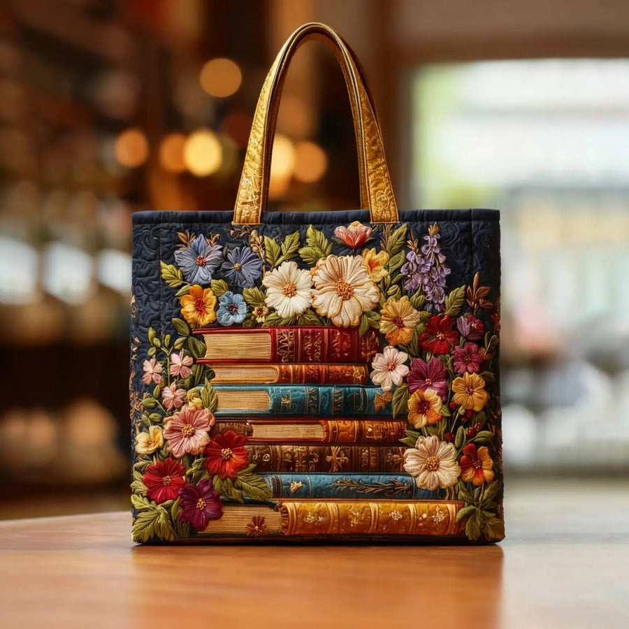 Artisan Tote - Floral Print and Books