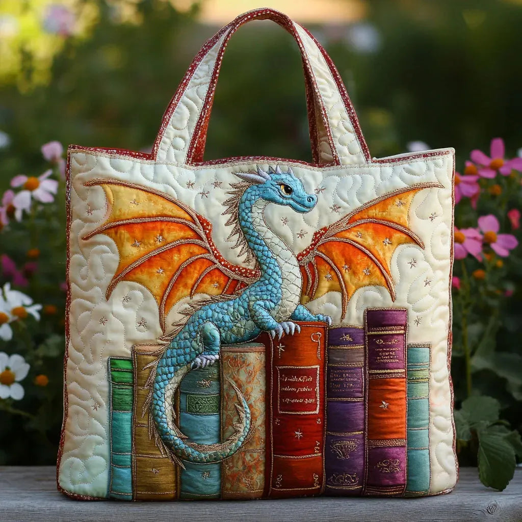 Quilted Bag - Emerald Dragon Keeper of Books