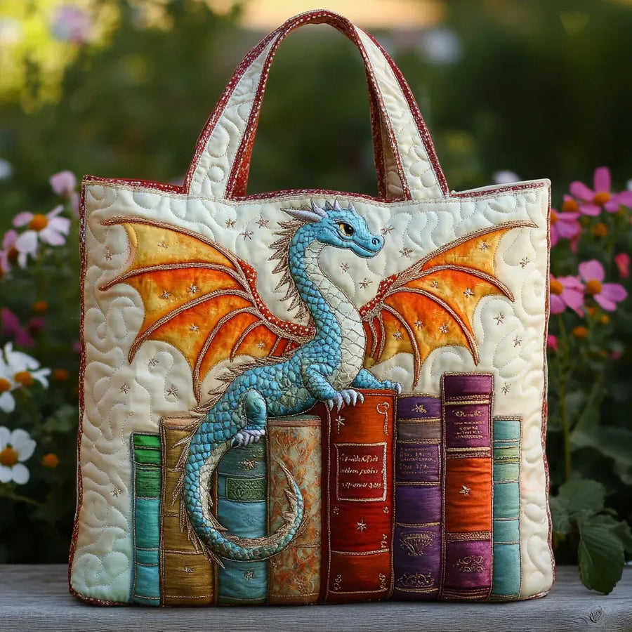 Quilted Bag - Emerald Dragon Keeper of Books