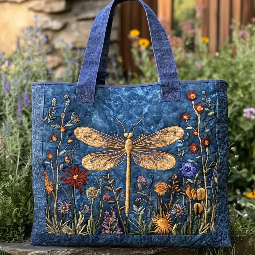 Quilted Bag - Golden Dragonfly