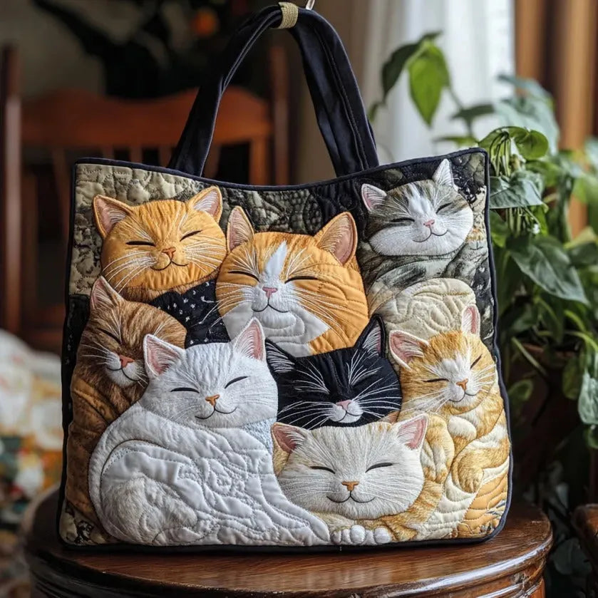 Quilted Artisan Bag - Sleeping Kittens
