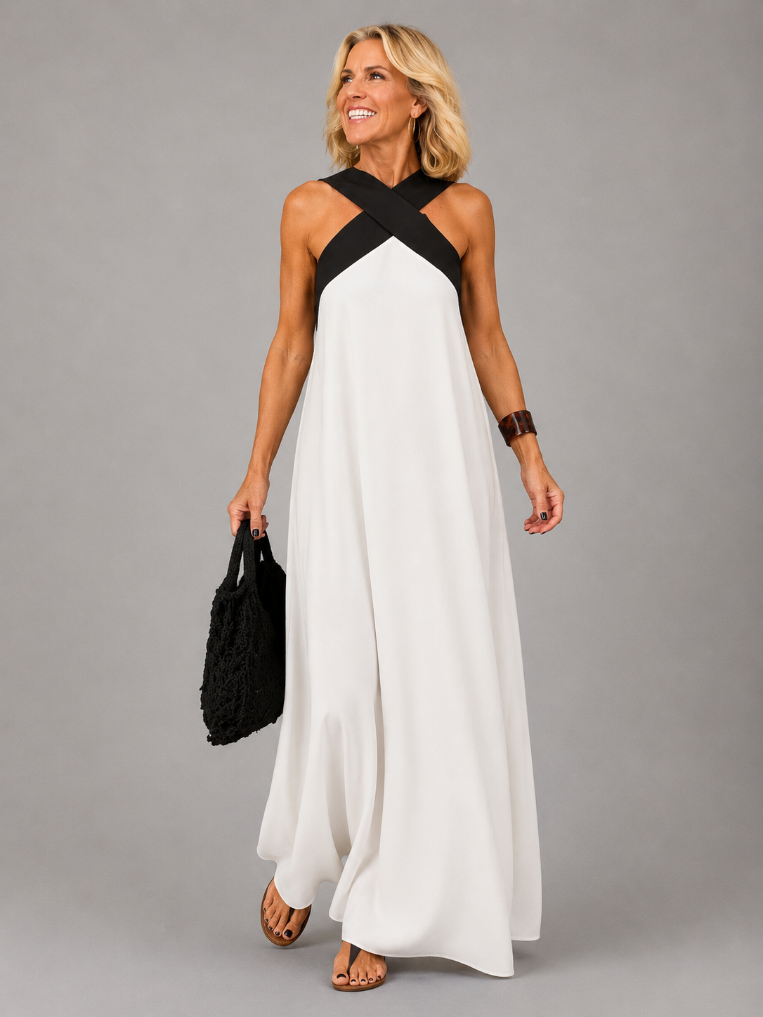 Velora™ | Cross Elegance Maxi Dress