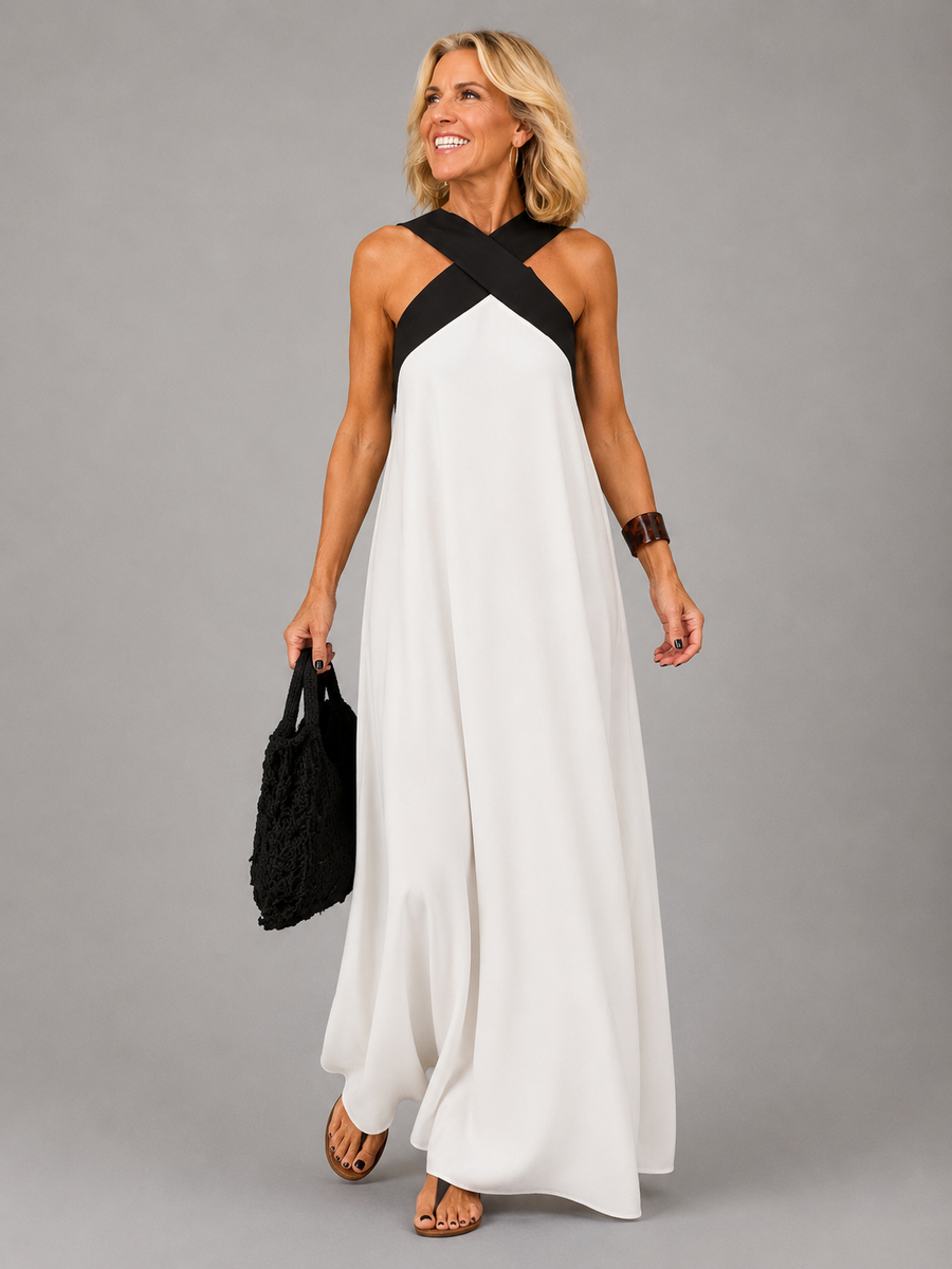 Velora™ | Cross Elegance Maxi Dress