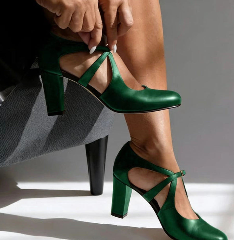 Camille™ | Elegant Genuine Leather Comfort Heels