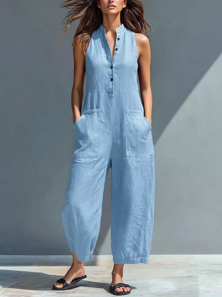 Cecelia | Sleeveless Mandarin Jumpsuit