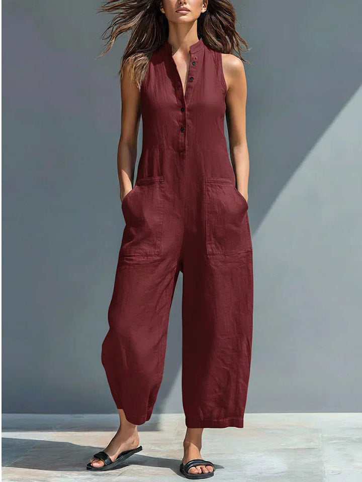 Cecelia | Sleeveless Mandarin Jumpsuit