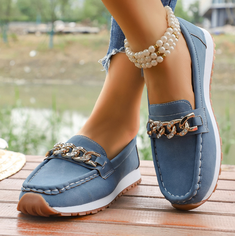 Elle - Orthopedic Diamond Buckle Loafers