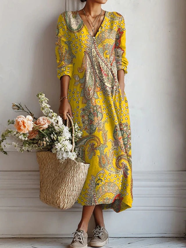 Eva | Soft Paisley Midi Dress