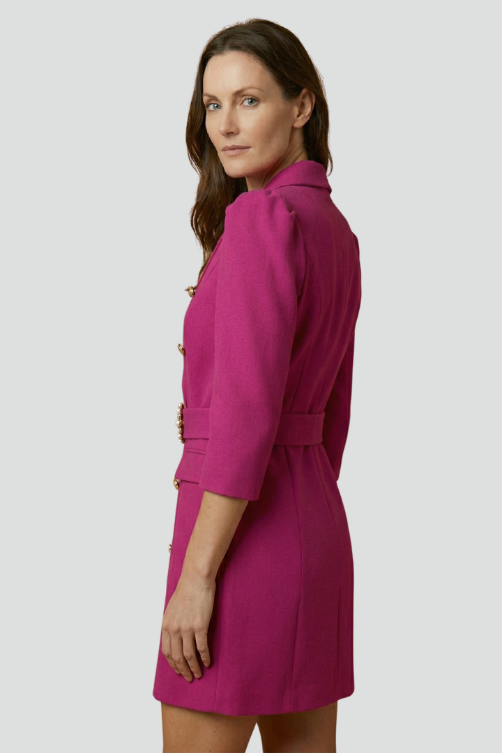 Women’s Blazer Dress with Notched Lapels and Button Front