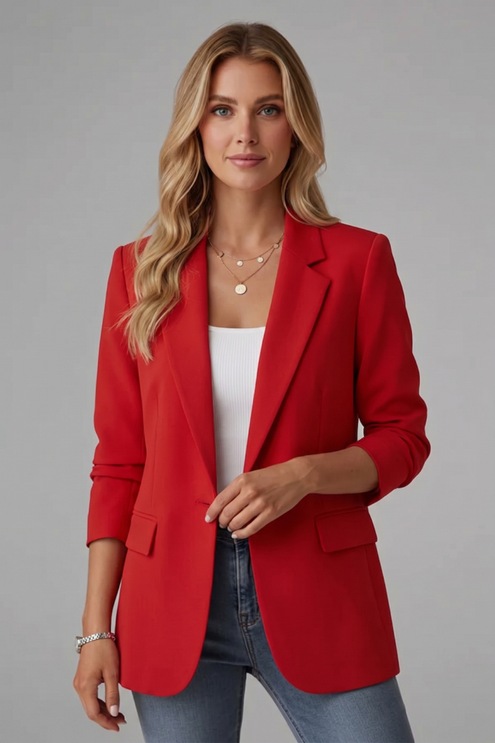 Women’s Blazer with Notched Lapel and Single Button