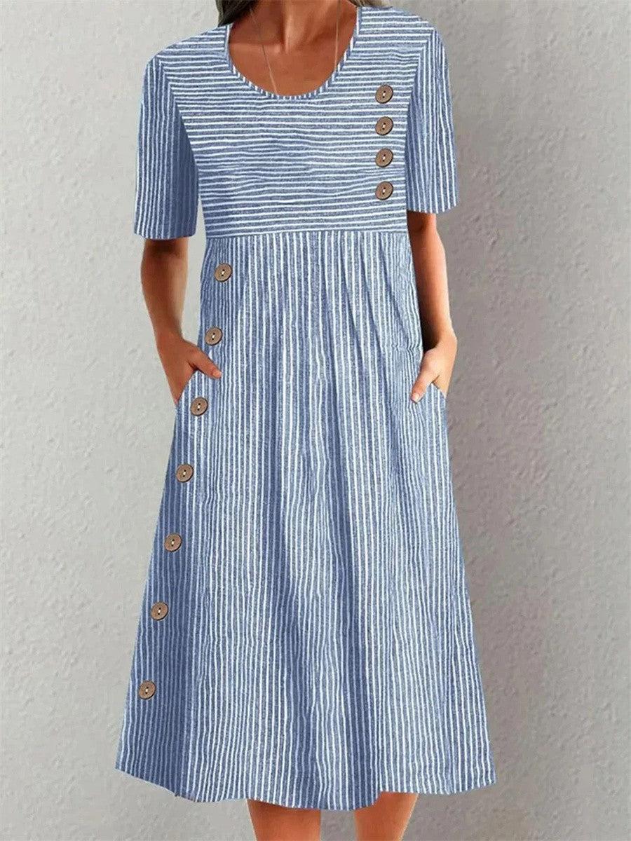 Coralie | Crisp Striped Summer Maxi-