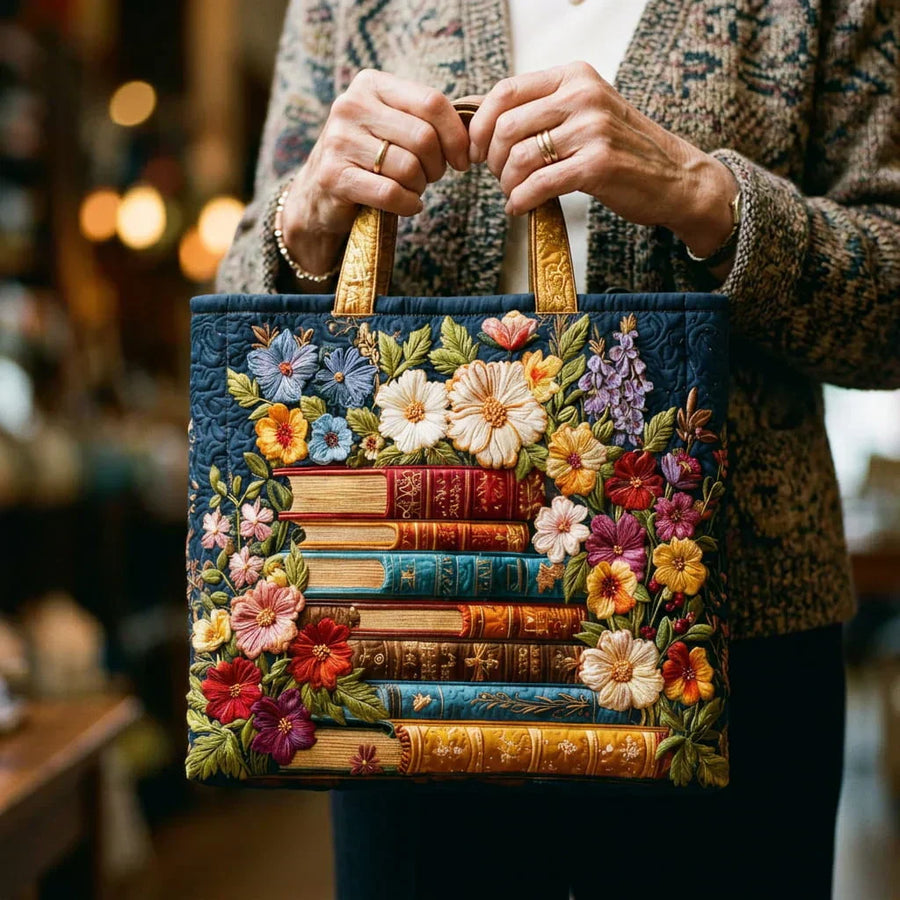 Artisan Tote - Floral Print and Books