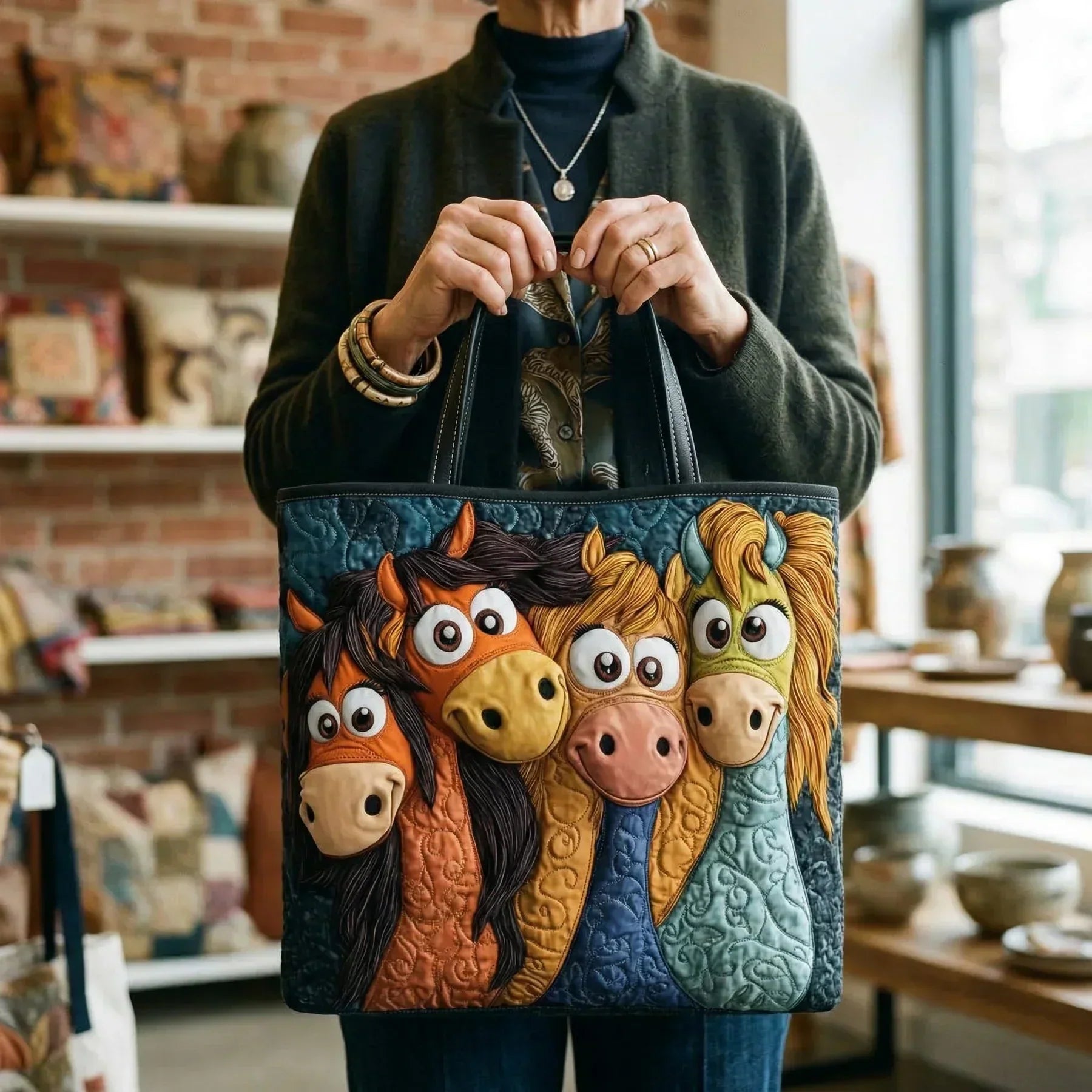 Artisanal Tote - Playful Ponies