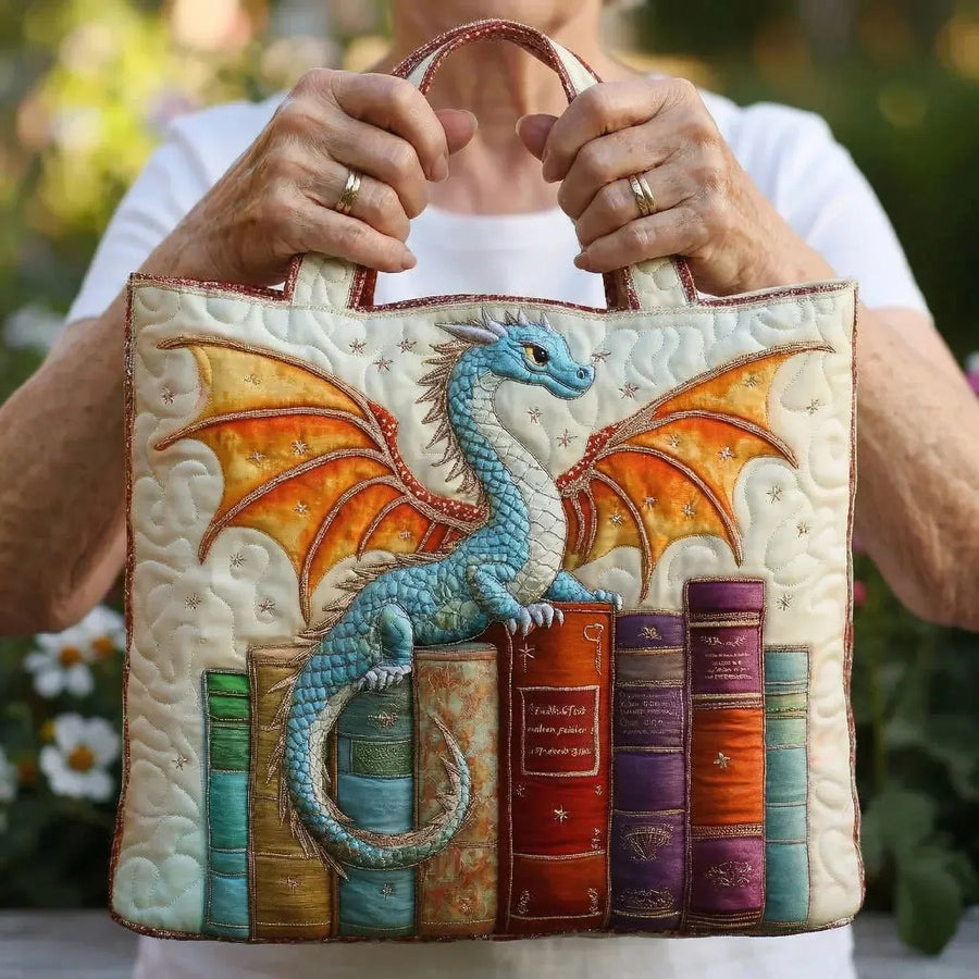 Quilted Bag - Emerald Dragon Keeper of Books
