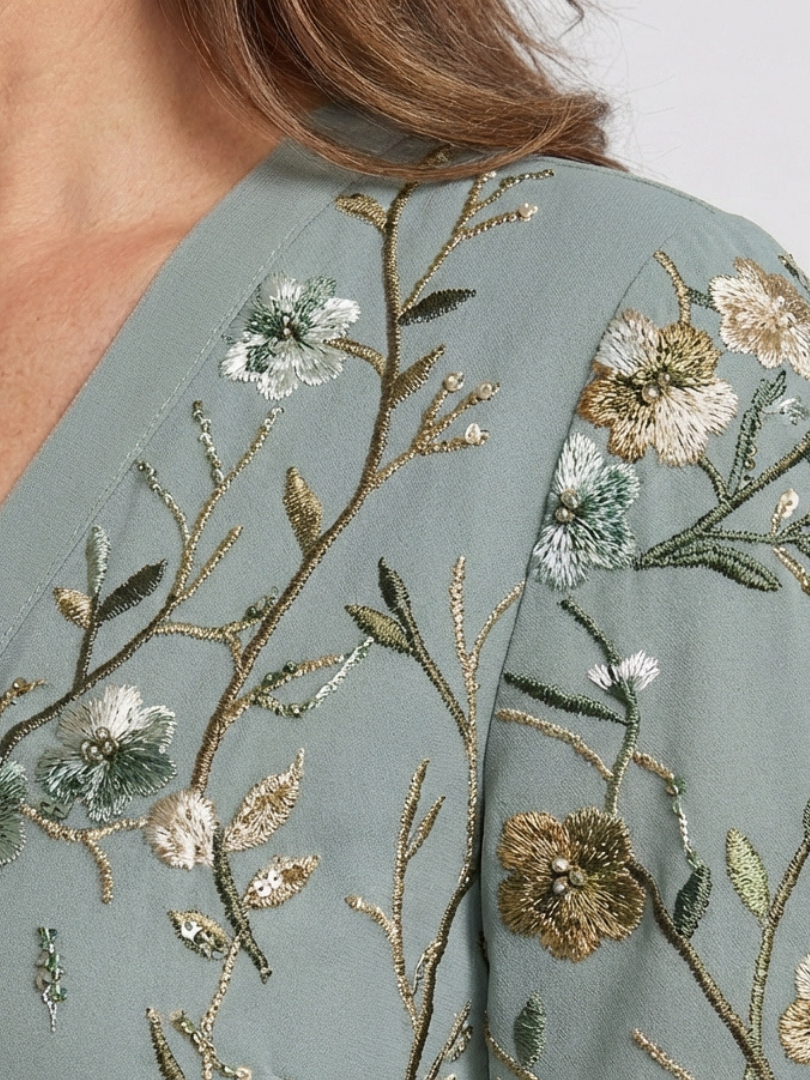 Auriane | Floral V Neck Short Sleeve Maxi Dress
