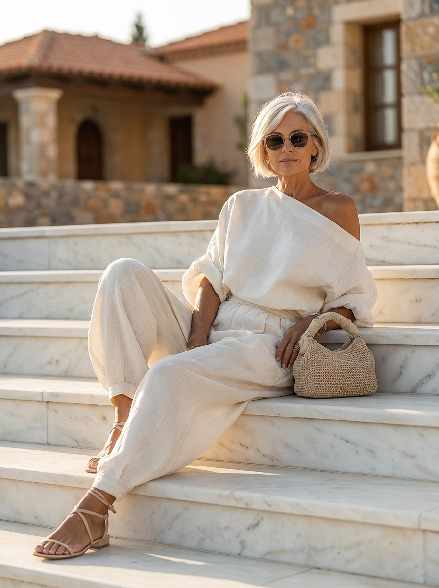 Helena | Off-Shoulder Linen Set