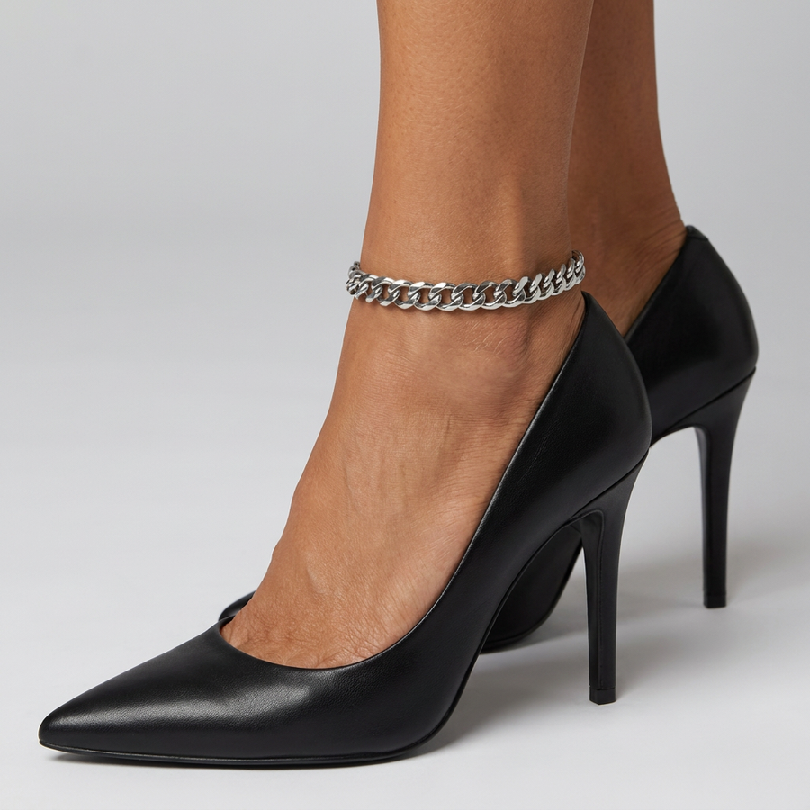 Silverwave | Cuban Chain Anklet — Silver