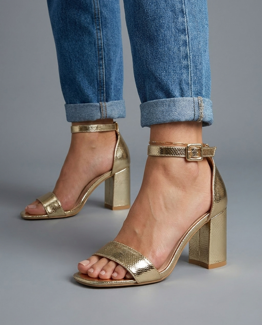 Elisa | Textured Block Heel Sandals