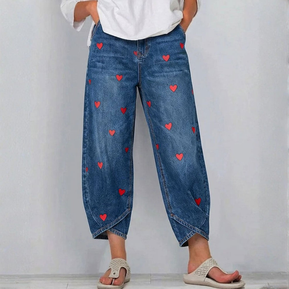Romina™ | Heart Print Ankle Jeans