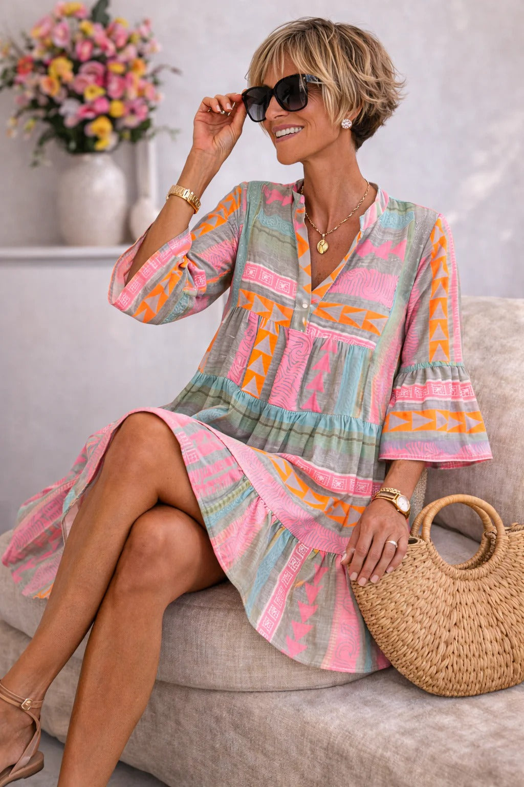 Lucy | Patterned Flowing Midi Dress