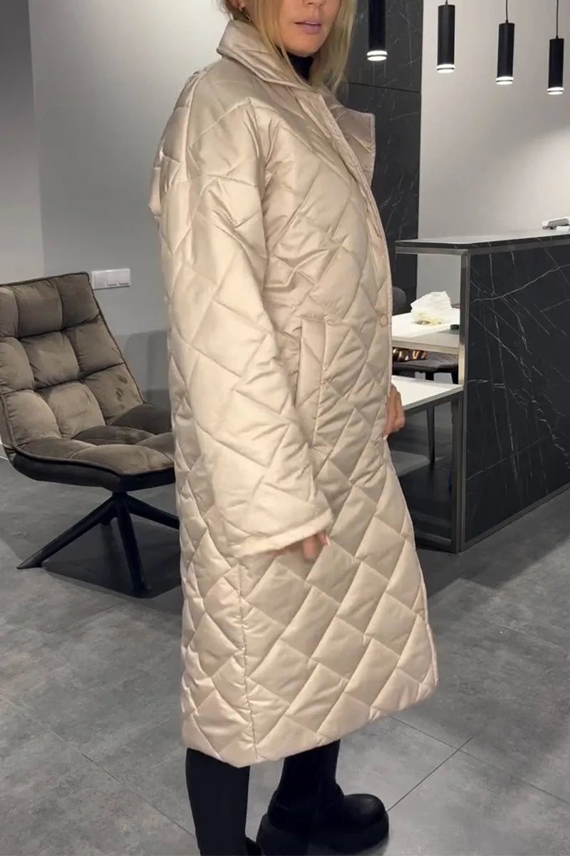 Kendall – Quilted Mid-Length Coat with Leopard Lining