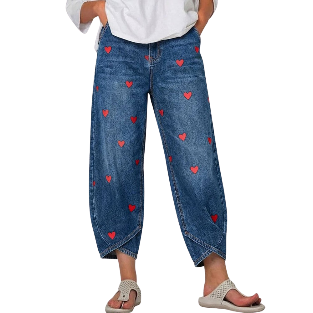 Romina™ | Heart Print Ankle Jeans