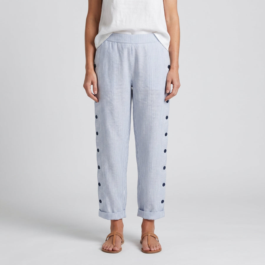 Tess | Striped Panel Button Trousers